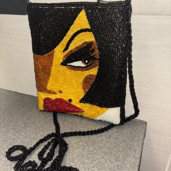 ART DECO Style Beaded Crossbody Purse - Chic Woman Face Design Bag​​ - Picture 2 of 6